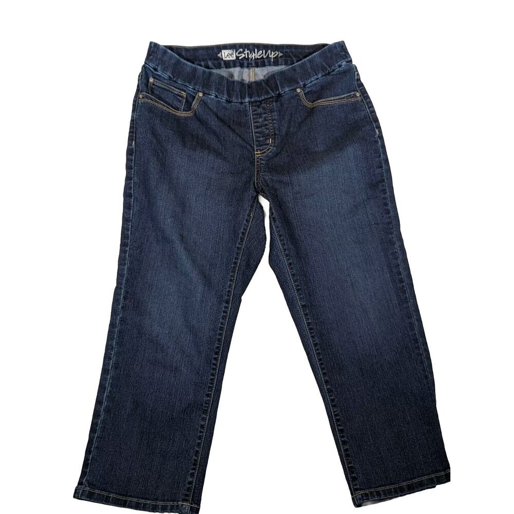 Lee Style Up Cropped Jeans Sz 10 Waist 32"Rise 10 Length21" Leg Width 16"